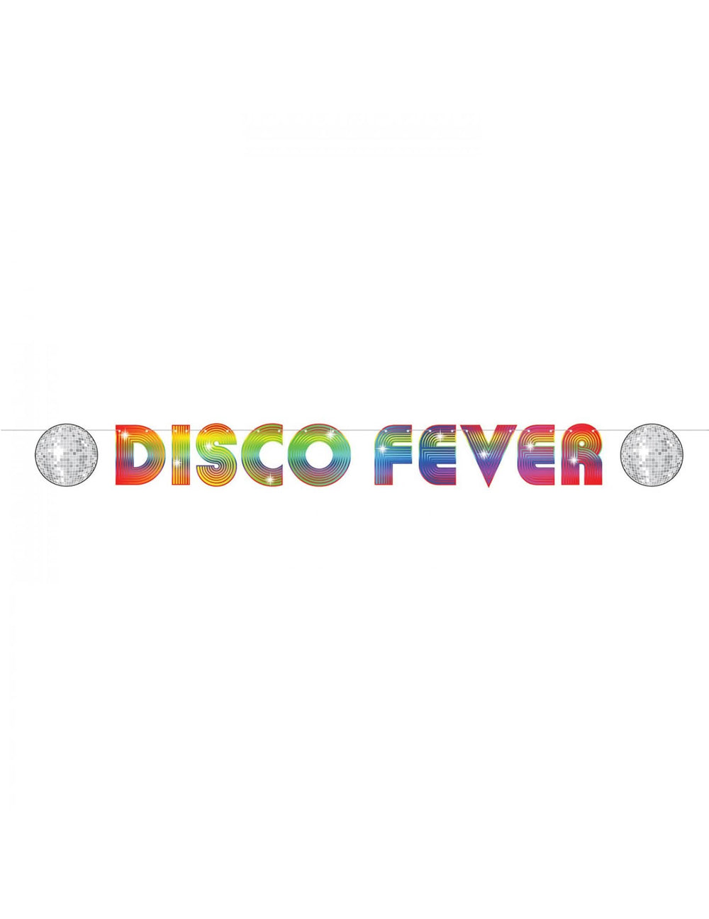 Bandeirola em cartão disco fever multicores com bolas espelhadas