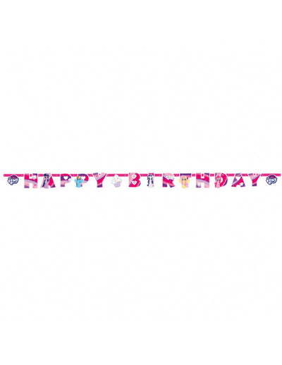 Guirlande Happy Birthday My Little Pony pour enfant rose et violette