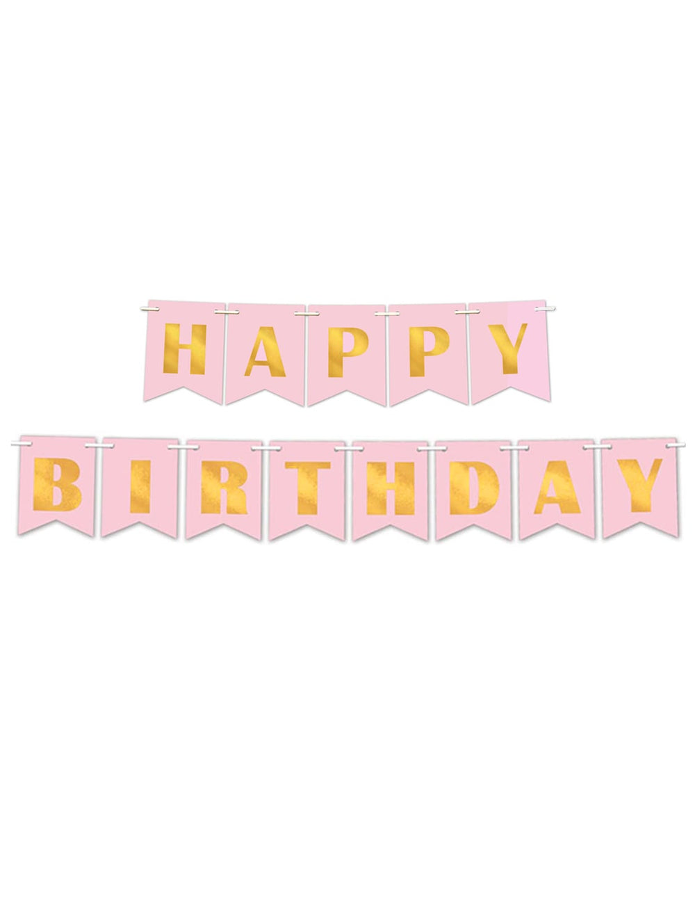Bannière en papier happy birthday pour anniversaire rose poudré et or métallisé