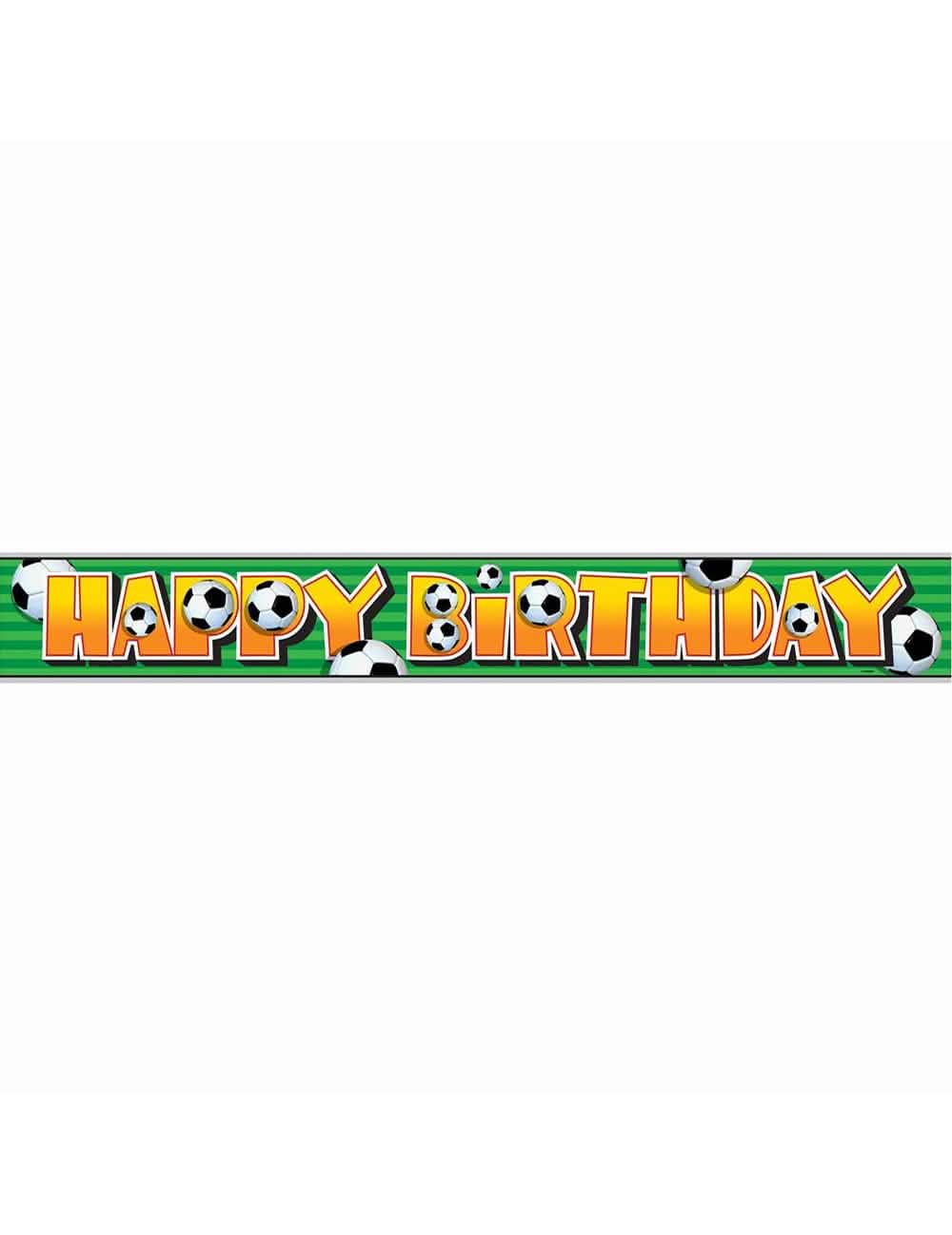 Bandeira de futebol happy birthday 3D para aniversário verde e cor de laranja com balões de futebol