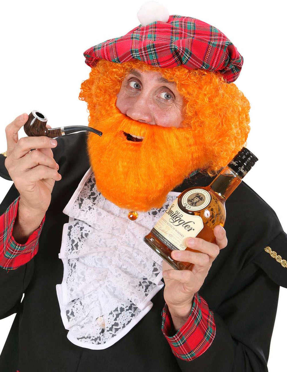 Barbe et moustache écossais pour adulte orange frisée