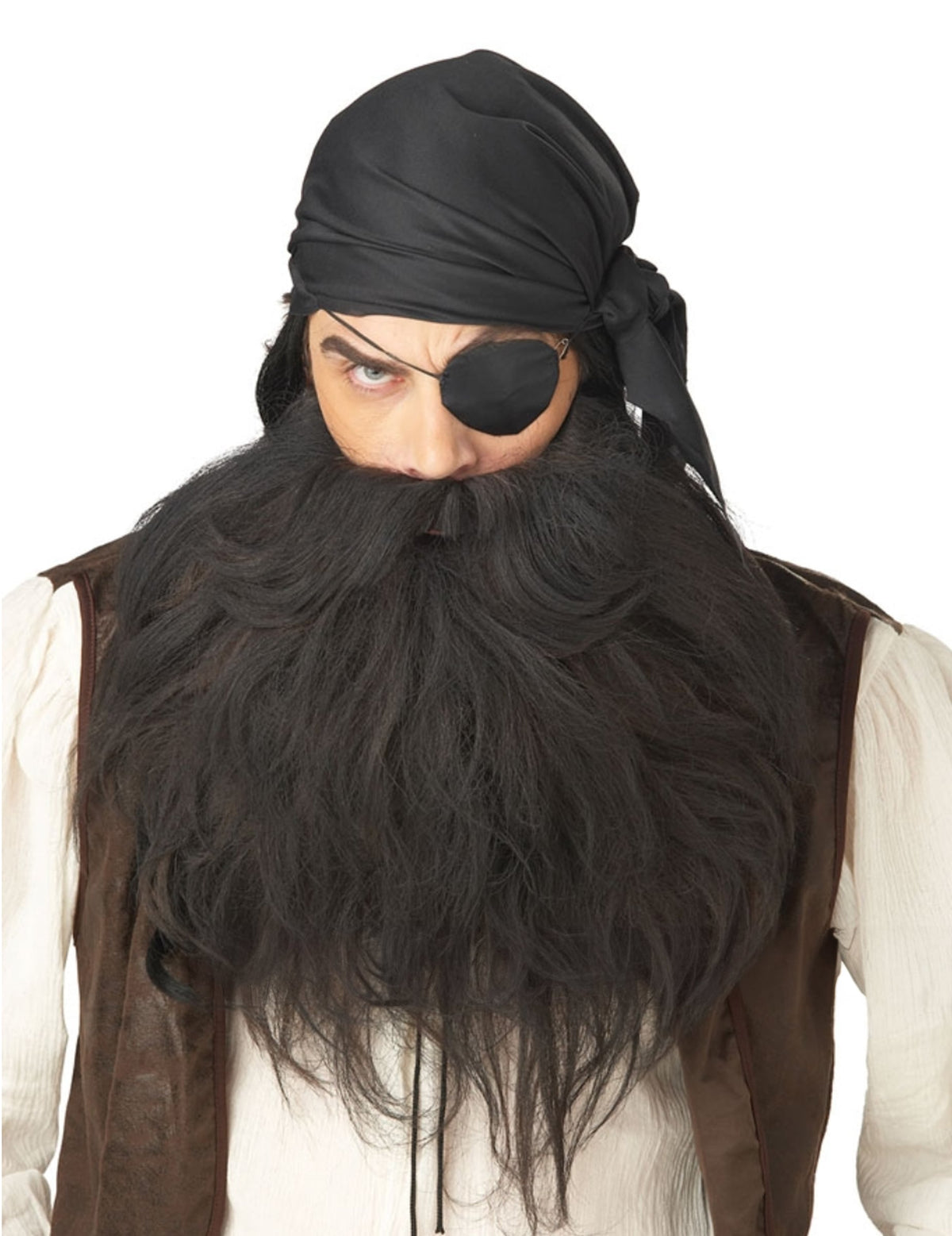 Barbe et moustache de pirate pour homme noir