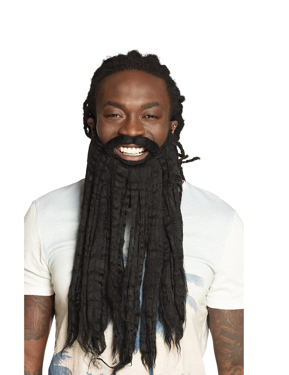 Barbe rastaman pour adulte noire avec longues dreadlocks