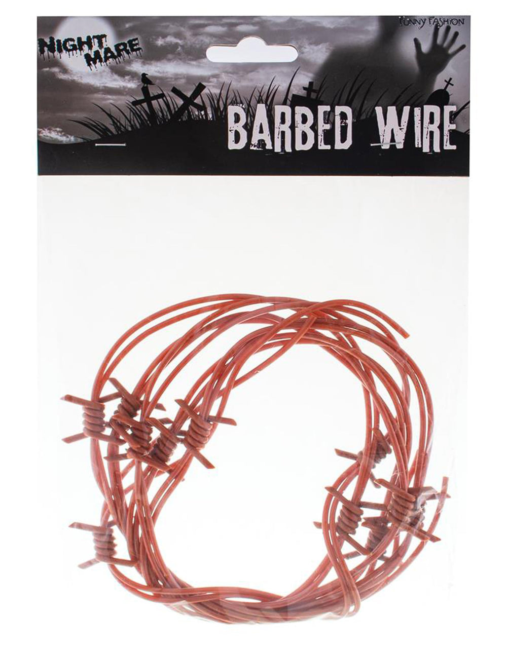 Vue dans son emballage du barbelé de décoration pour adulte marron effet rouille