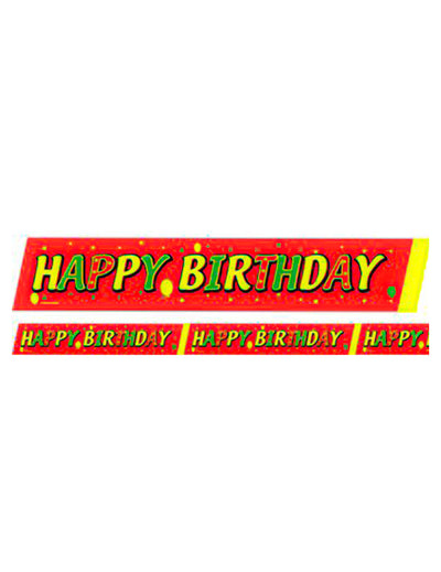 Fita de barreira Decoração Feliz Aniversário vermelho-verde-amarelo 600x6cm