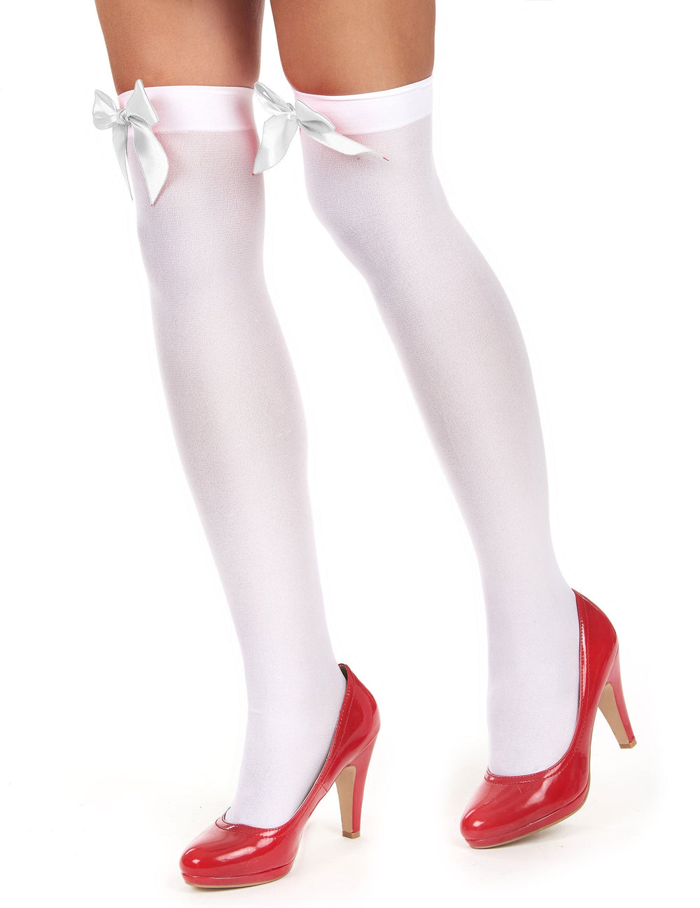Bas avec noeud blanc pour femme blancs