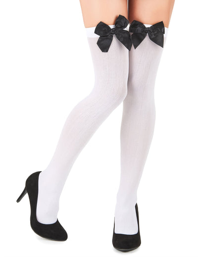 Bas avec noeud pour femme blancs et noirs
