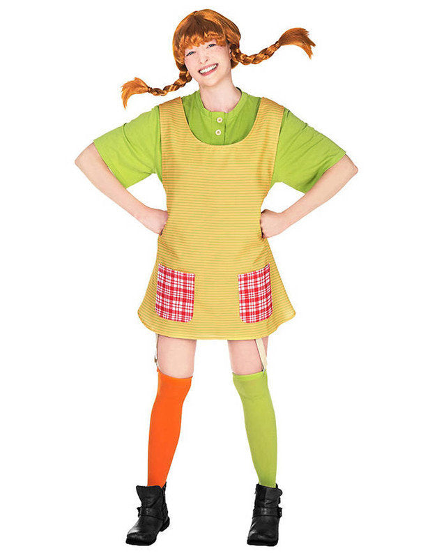 Bas Fifi Brindacier pour femme orange et vert