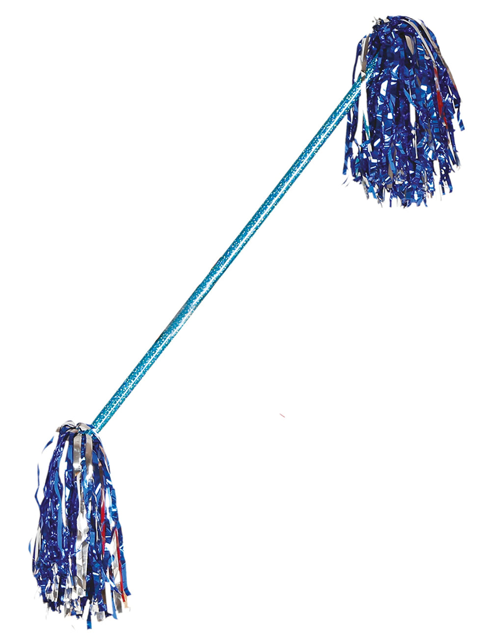Vue de profil du bâton majorette bleu et argenté métallisé