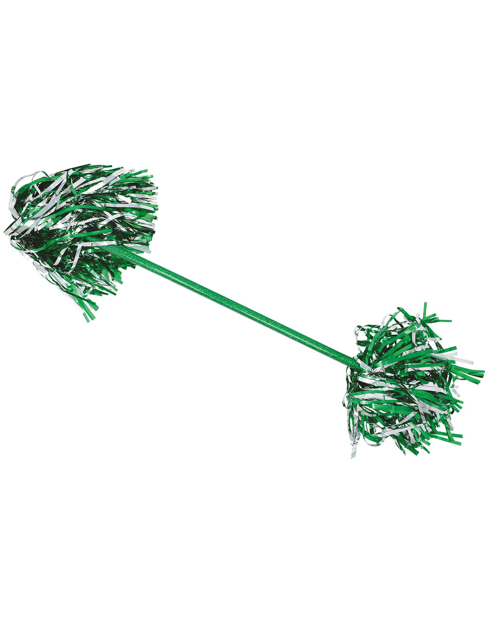 Vue d'ensemble du bâton majorette vert et argenté métallisé