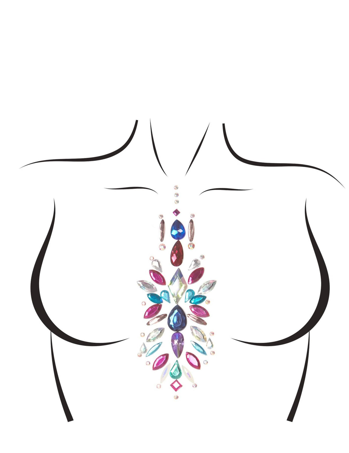 jóias para o corpo adesivas xali para mulher multicolores