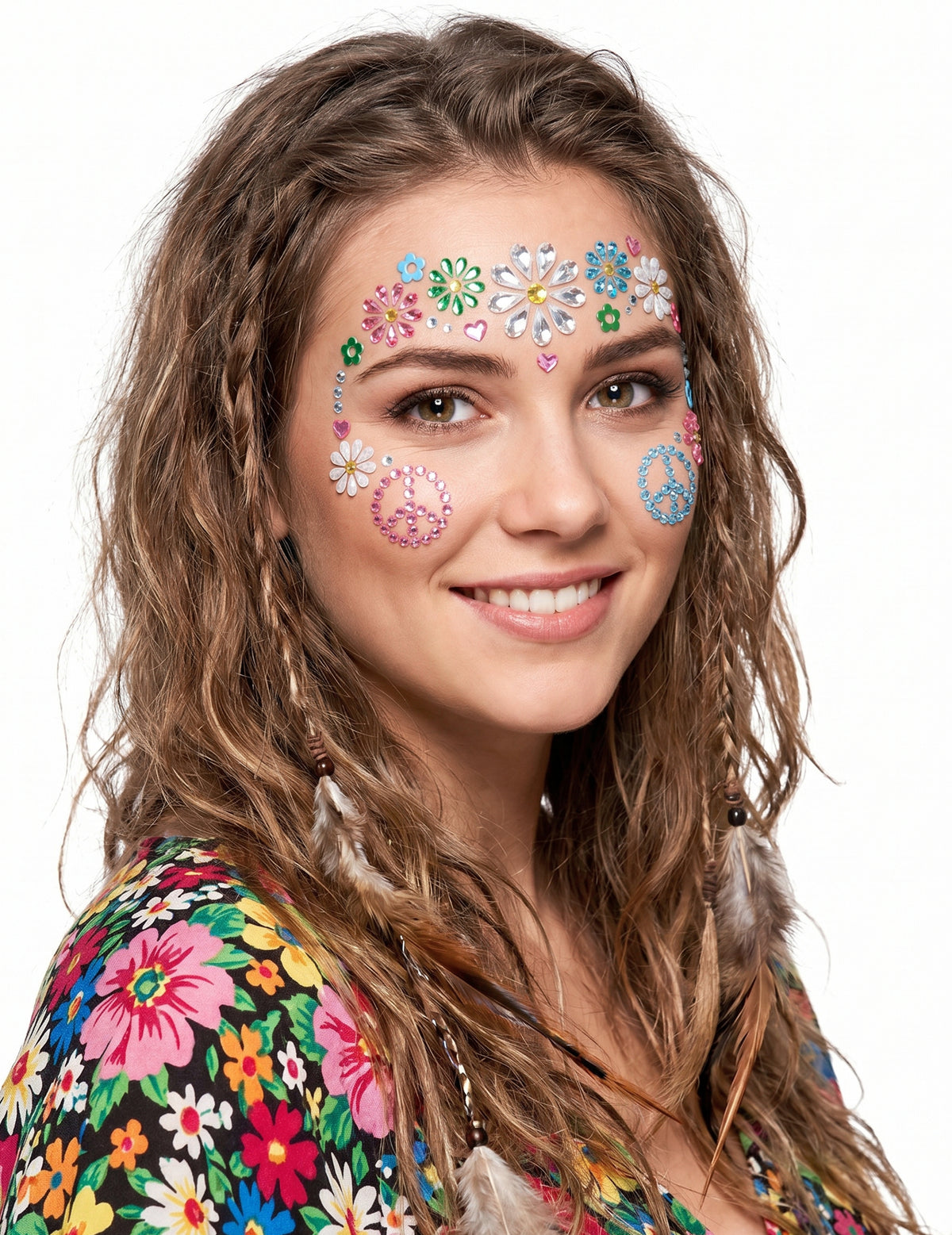 Jóias com autocolantes flores hippie	
