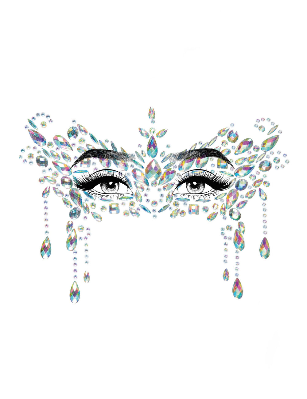 Détail du motif des bijoux pour visage adhésifs loup blanc