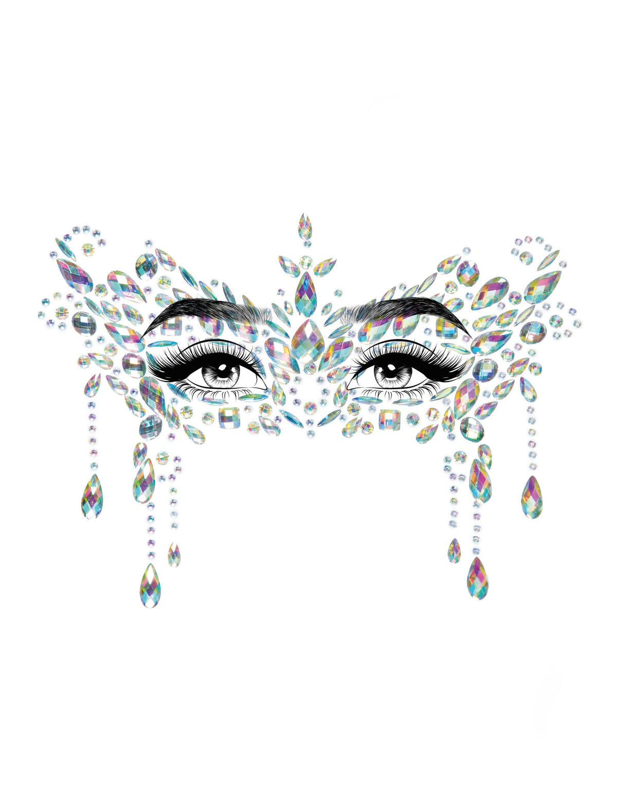 Détail du motif des bijoux pour visage adhésifs loup blanc
