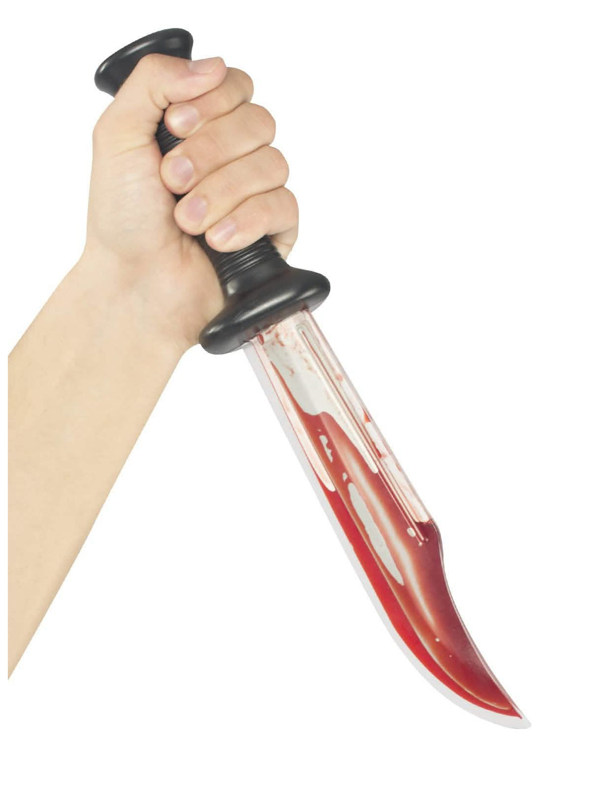 Faca sangrenta para adulto preto e vermelho com sangue falso