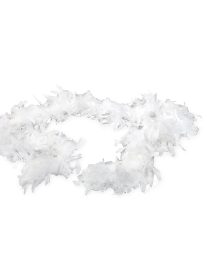 Vue d'ensemble posée à plat du boa en plumes blanc pour femme