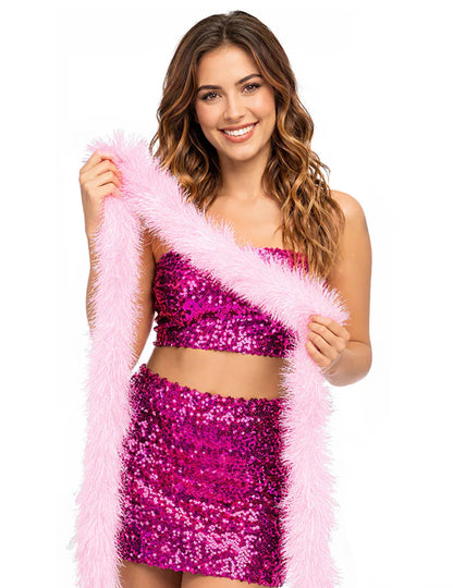 Boa de pelo rosa claro 60g