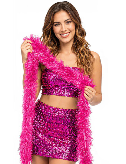 Boa de pelo rosa choque 60g