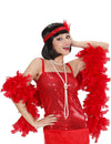Boa à plumes pour femme rouge 50g
