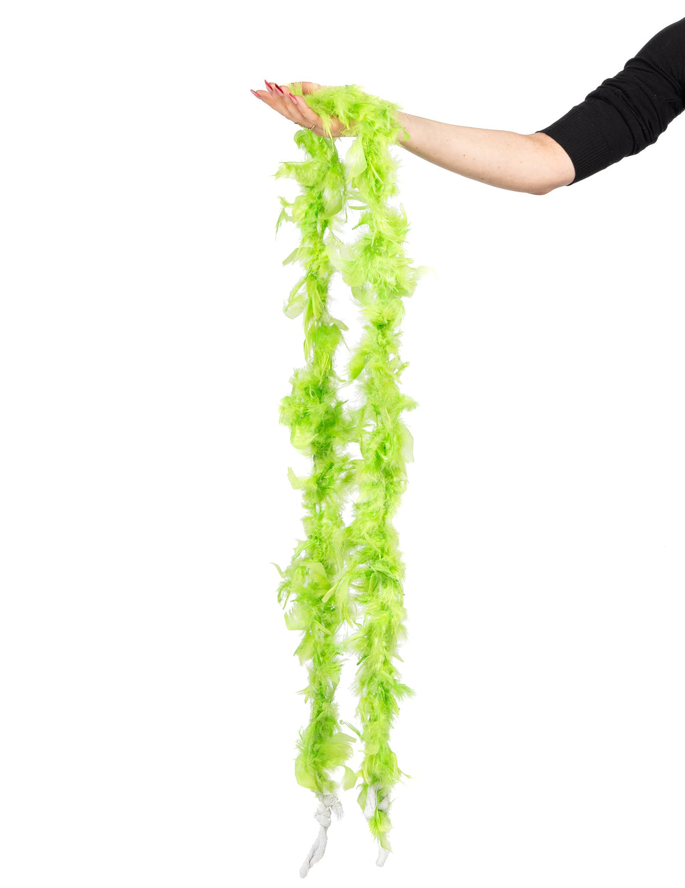 Vue de la longueur du Boa en plumes pour adulte vert fluo 40g