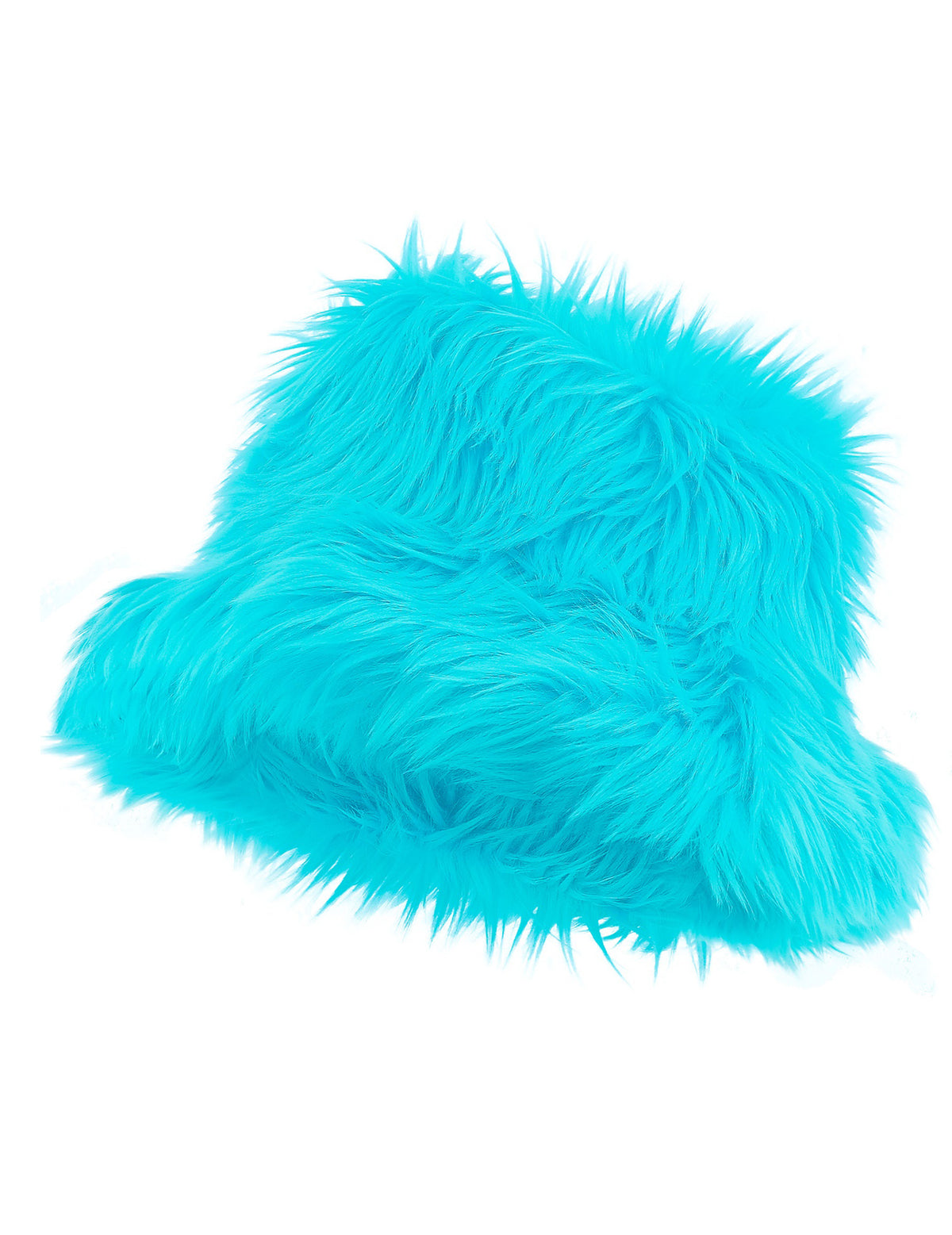 Vue de profil du bob en poils pour adulte bleu turquoise