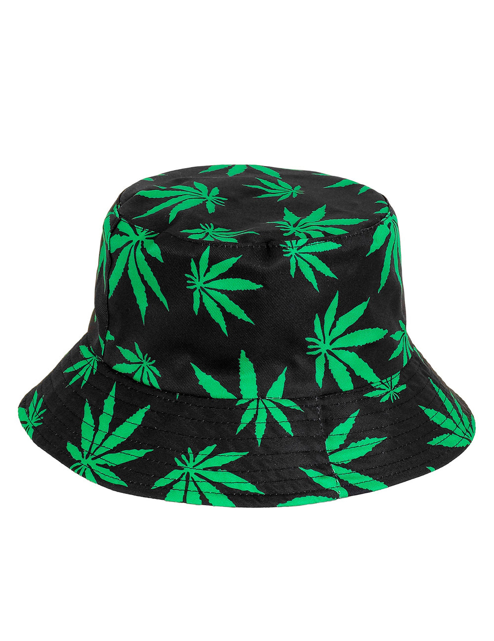 Vue de face du bob feuille rasta pour adulte