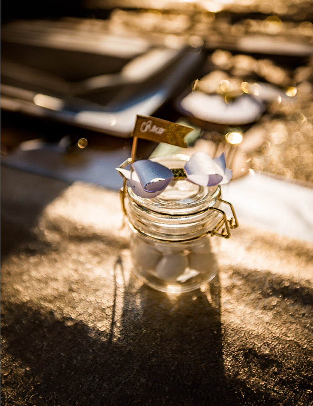Mise en situation avec dragées du bocal à conserve décoration de fête