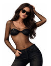 Body résille avec strass pour femme noir