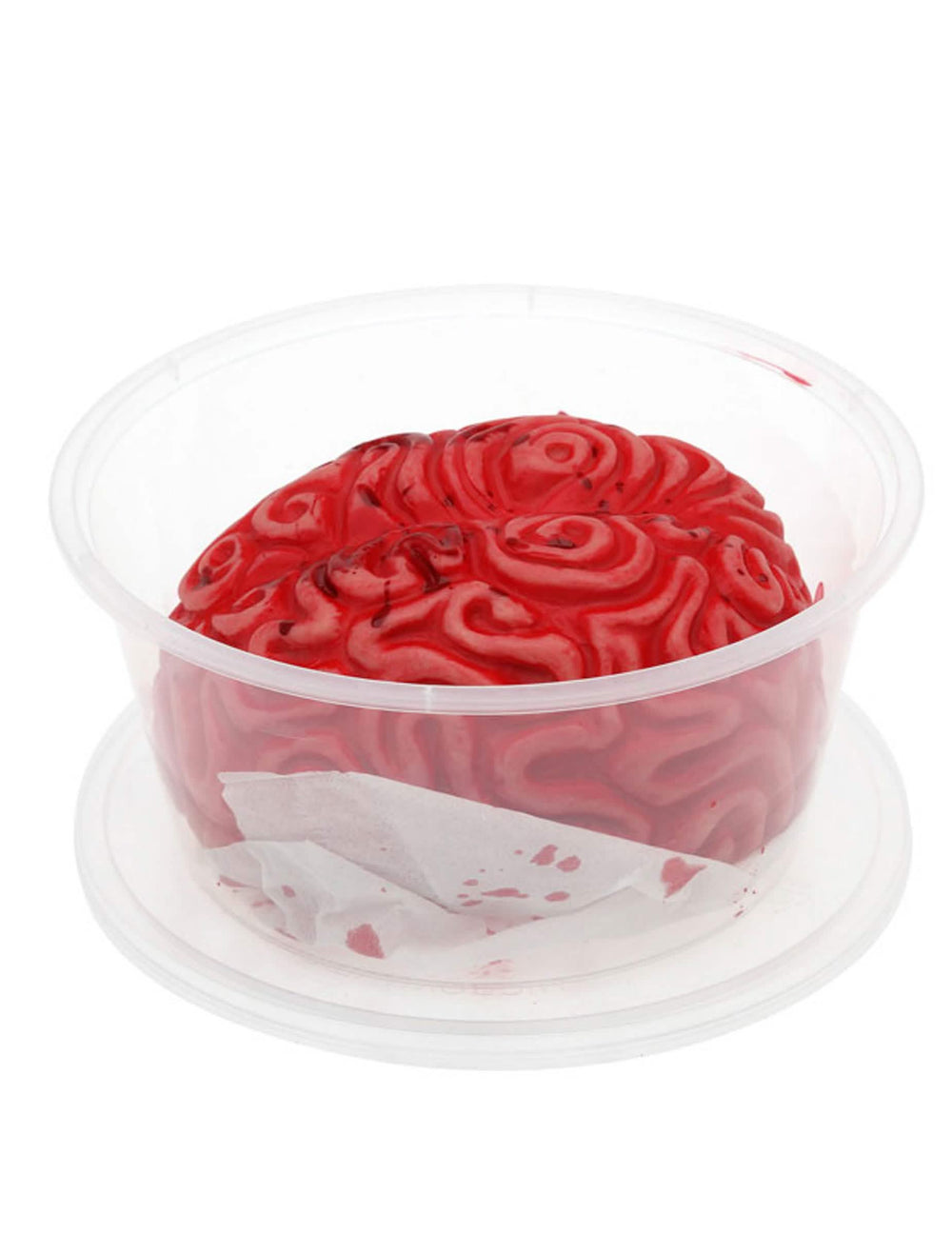 Caixa com cérebro humano para adulto vermelho e ensanguentado