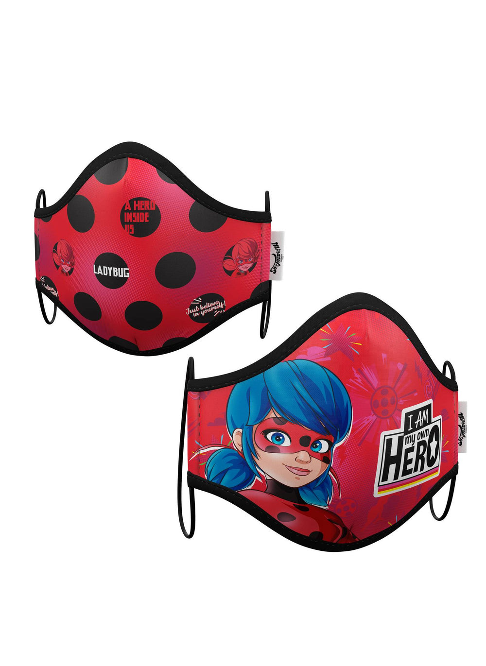 Masques de protection réutilisables Ladybug pour enfant rouge et noir à pois