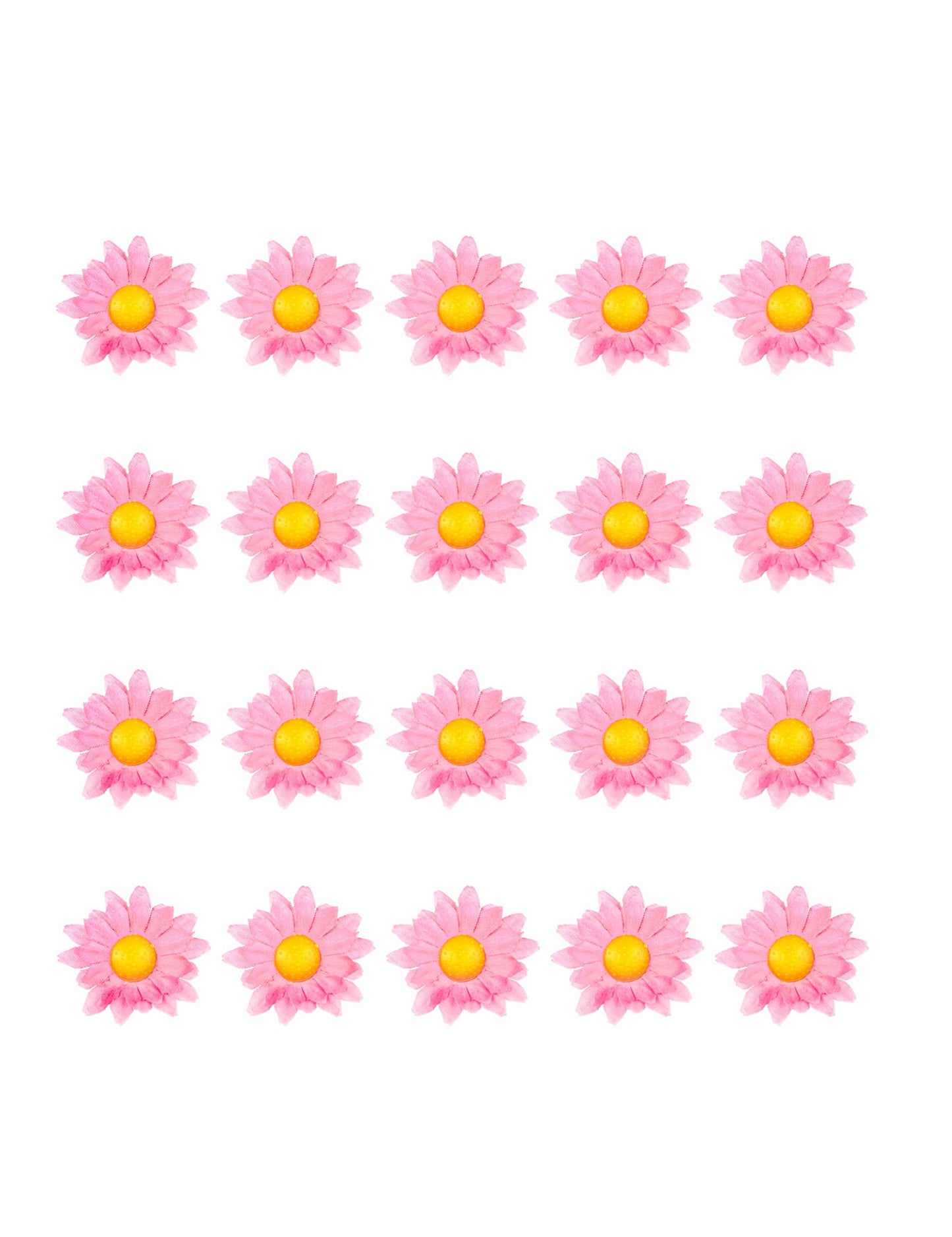Vue d'ensemble des pièces de la boîte de 20 fleurs marguerite rose clair