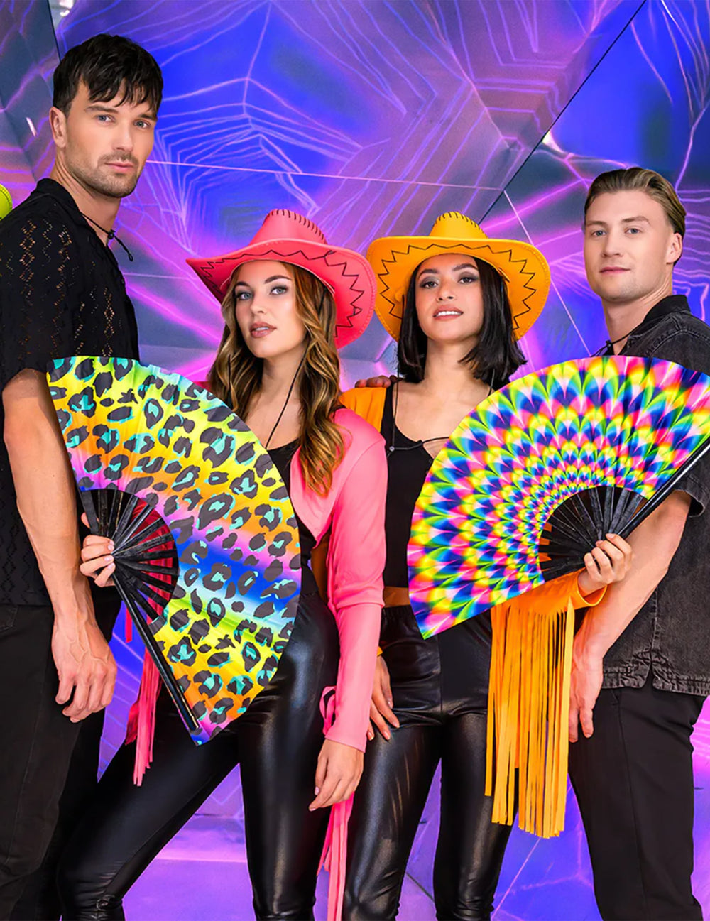 Mise en situation lors d'un festival du boléro à franges orange fluo femme