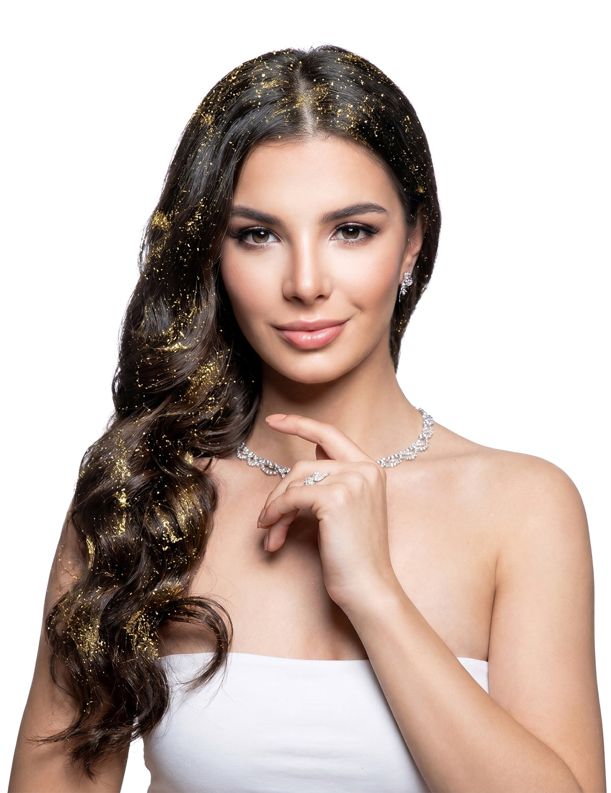 Laca para cabelo com brilhantes