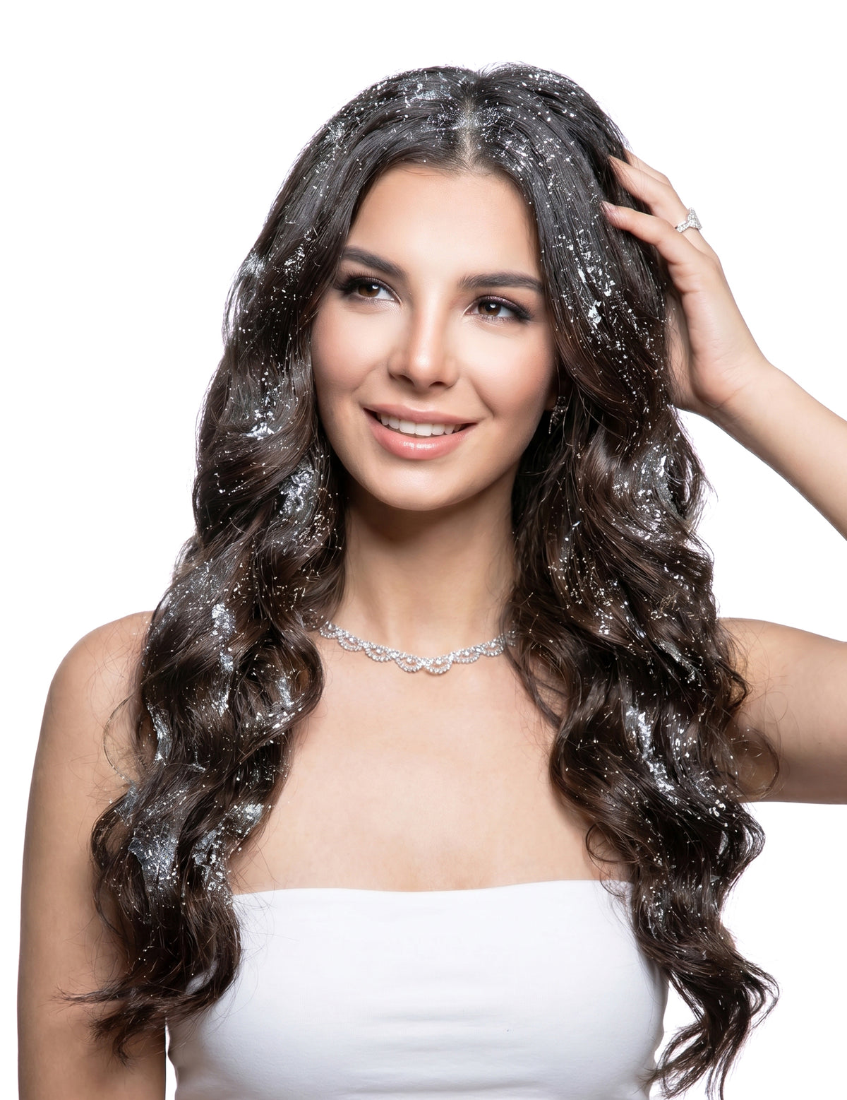 Laca para cabelo com brilhantes