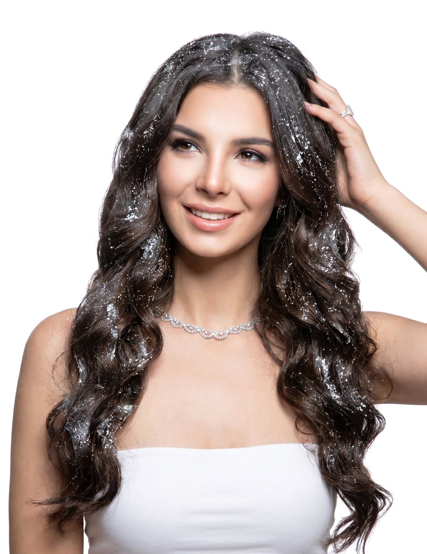 Laca para cabelo com brilhantes