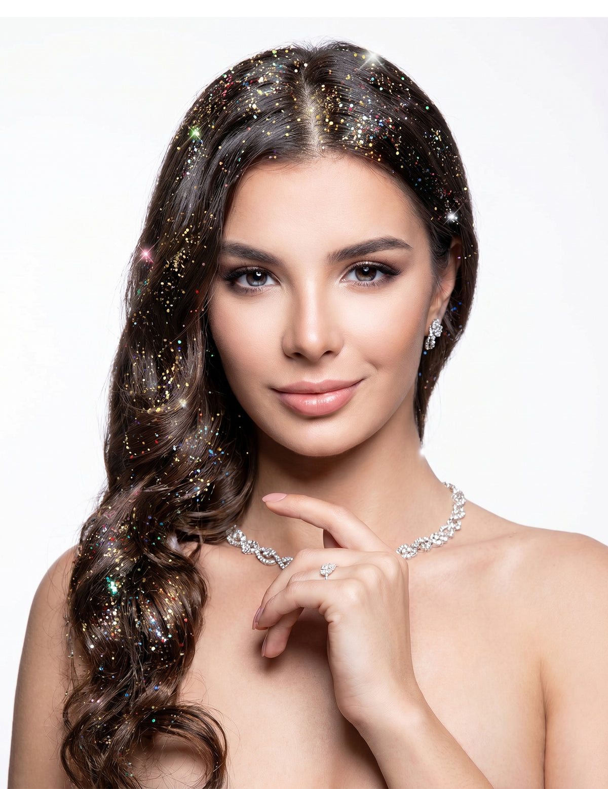 Laca para cabelo com brilhantes