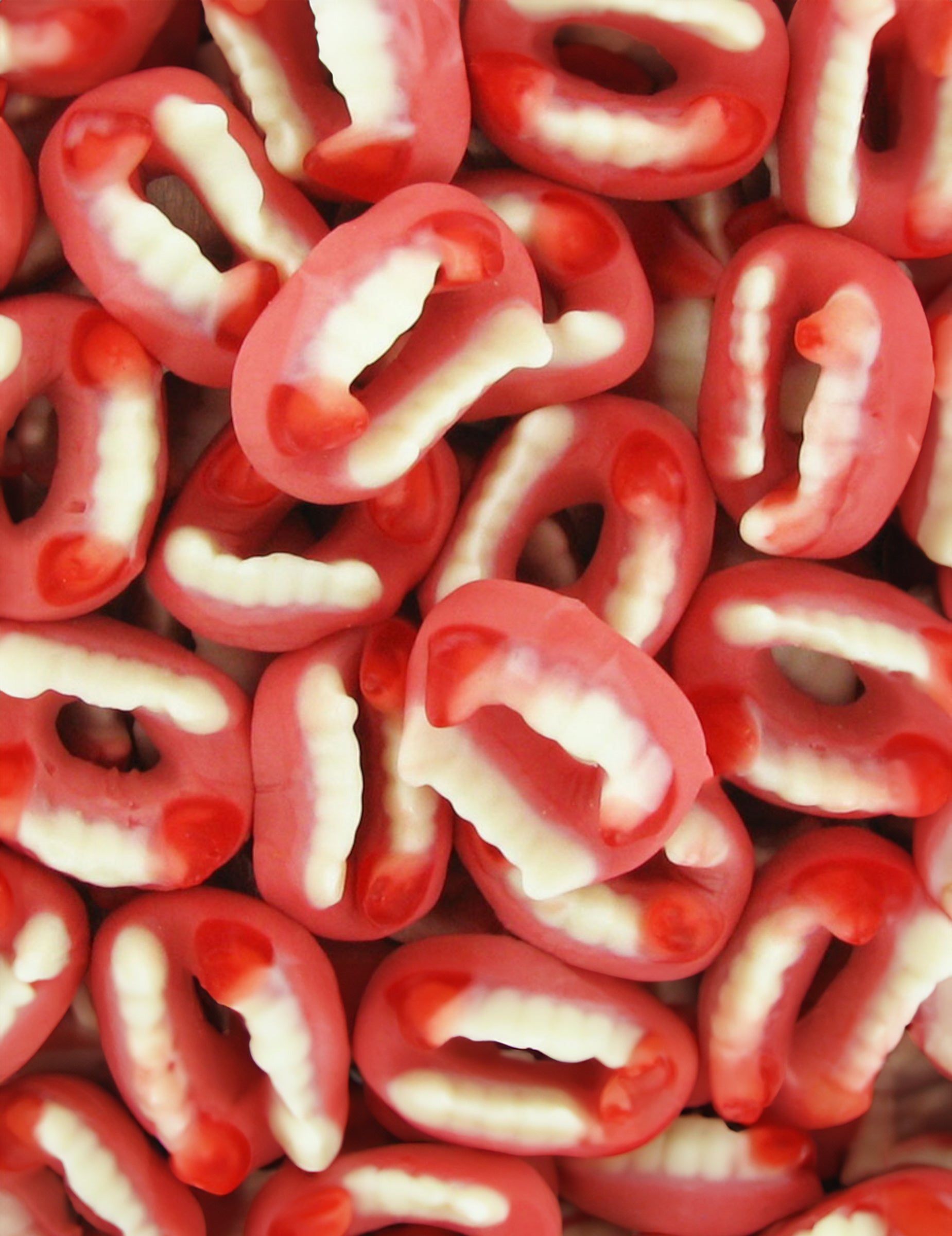 Bonbons dentiers vampire pour Halloween rouges et blancs