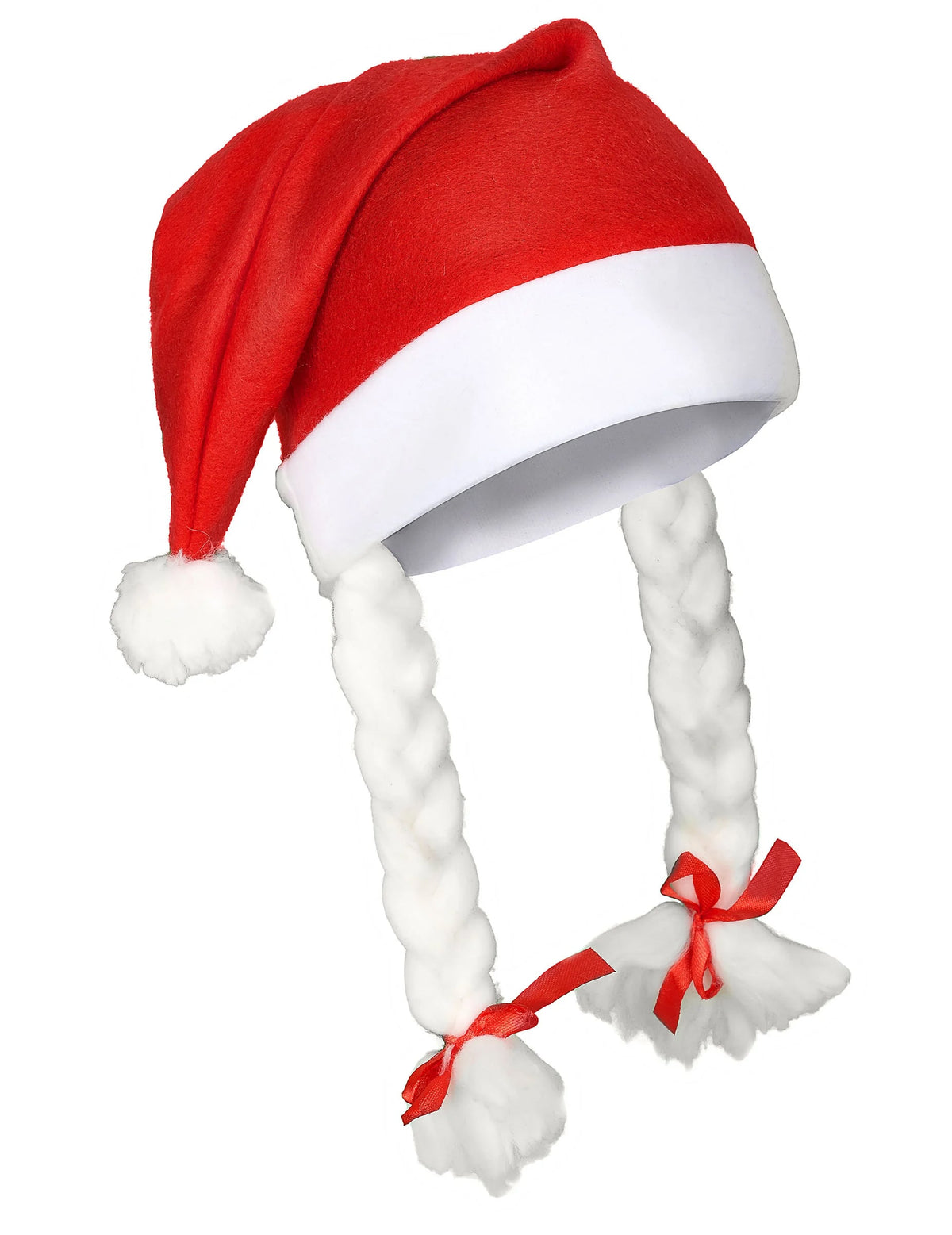 Vue de profil du bonnet de Mère-Noël adulte