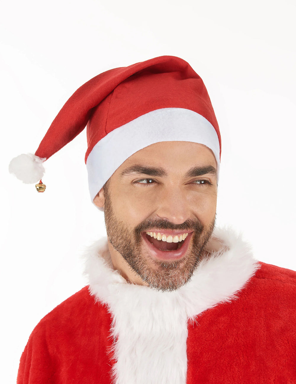 Bonnet de Noël avec grelot pour adulte rouge et blanc