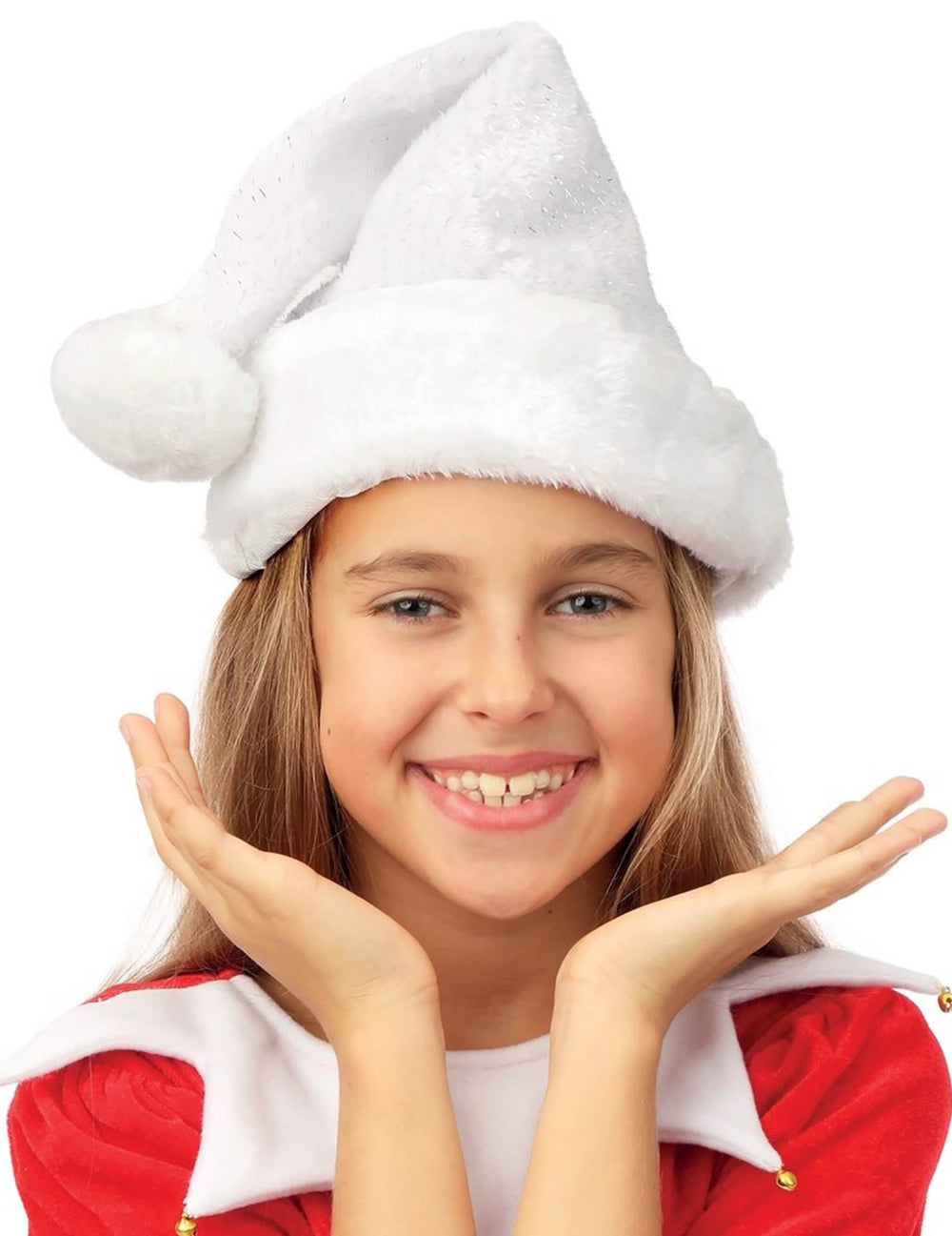 Bonnet de Père Noël pour enfant blanc et argent