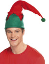 Bonnet d'elfe de Noël pour adulte rouge et vert avec pompon