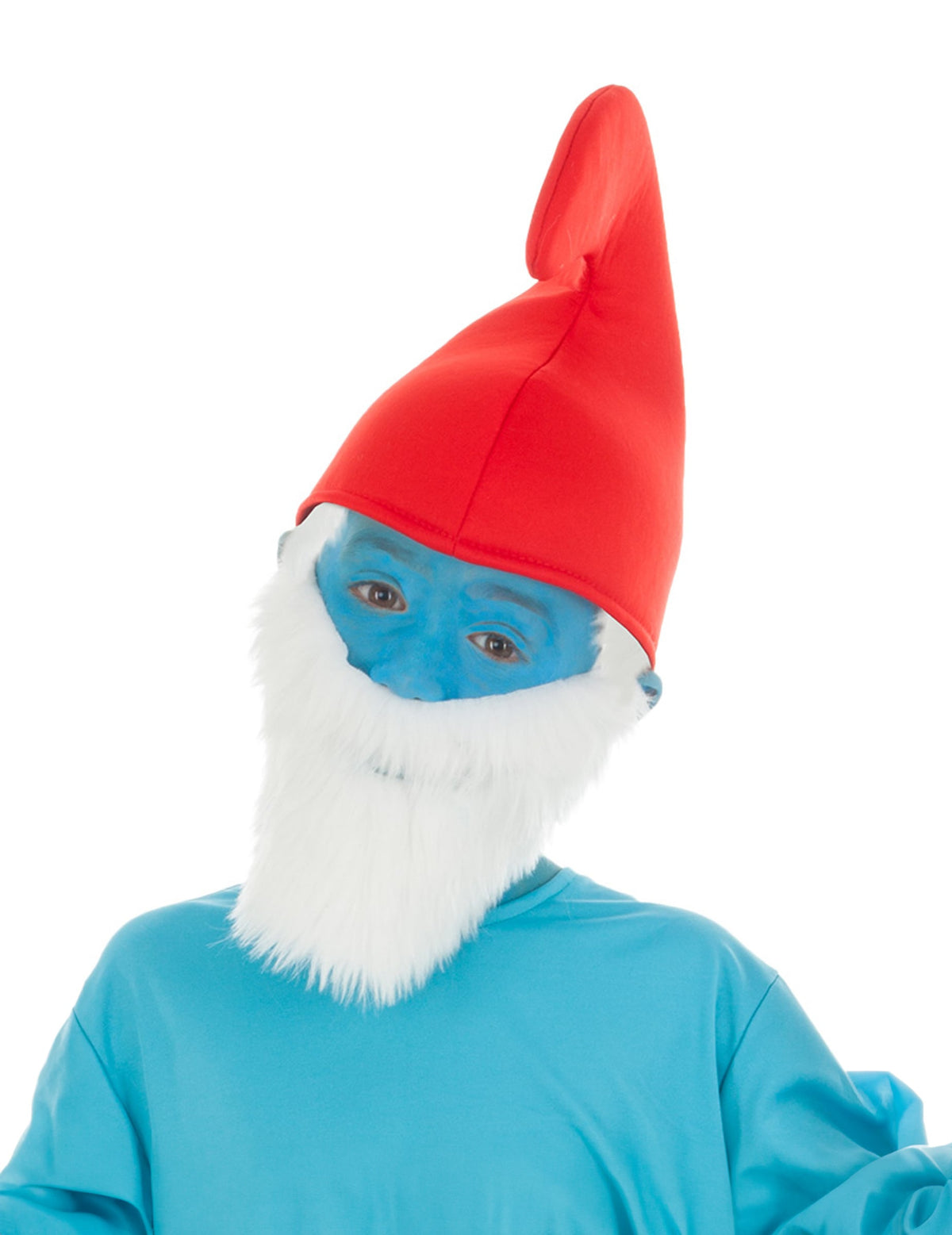 Bonnet Grand Schtroumpf pour enfant rouge avec barbe blanche