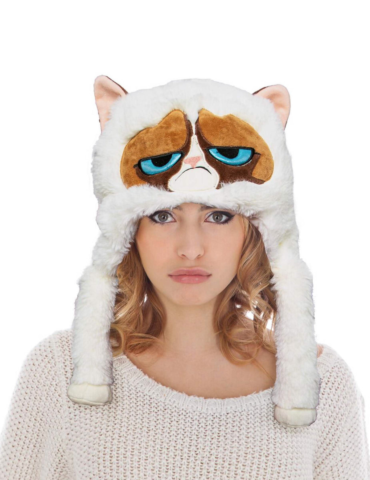 Boné Grumpy cat™ para adulto branco e castanho em pele sintética
