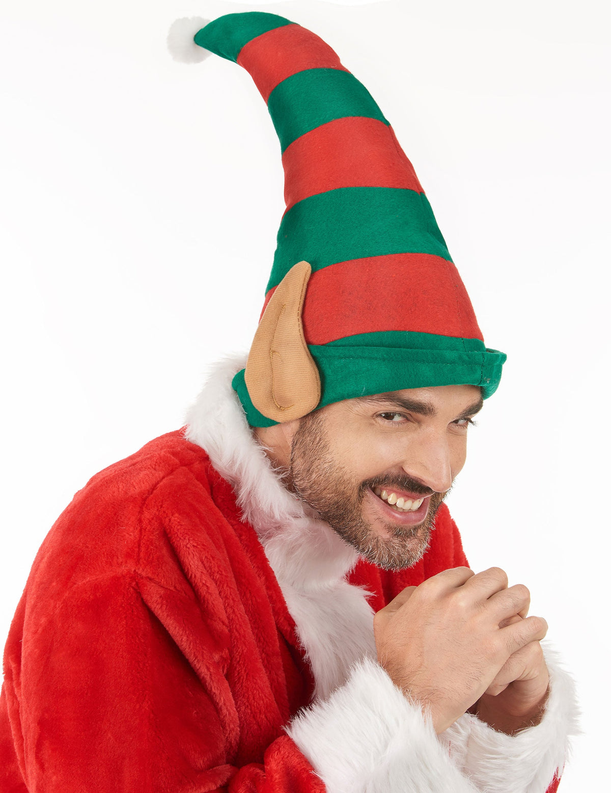 Vue de profil du bonnet lutin du Père Noël