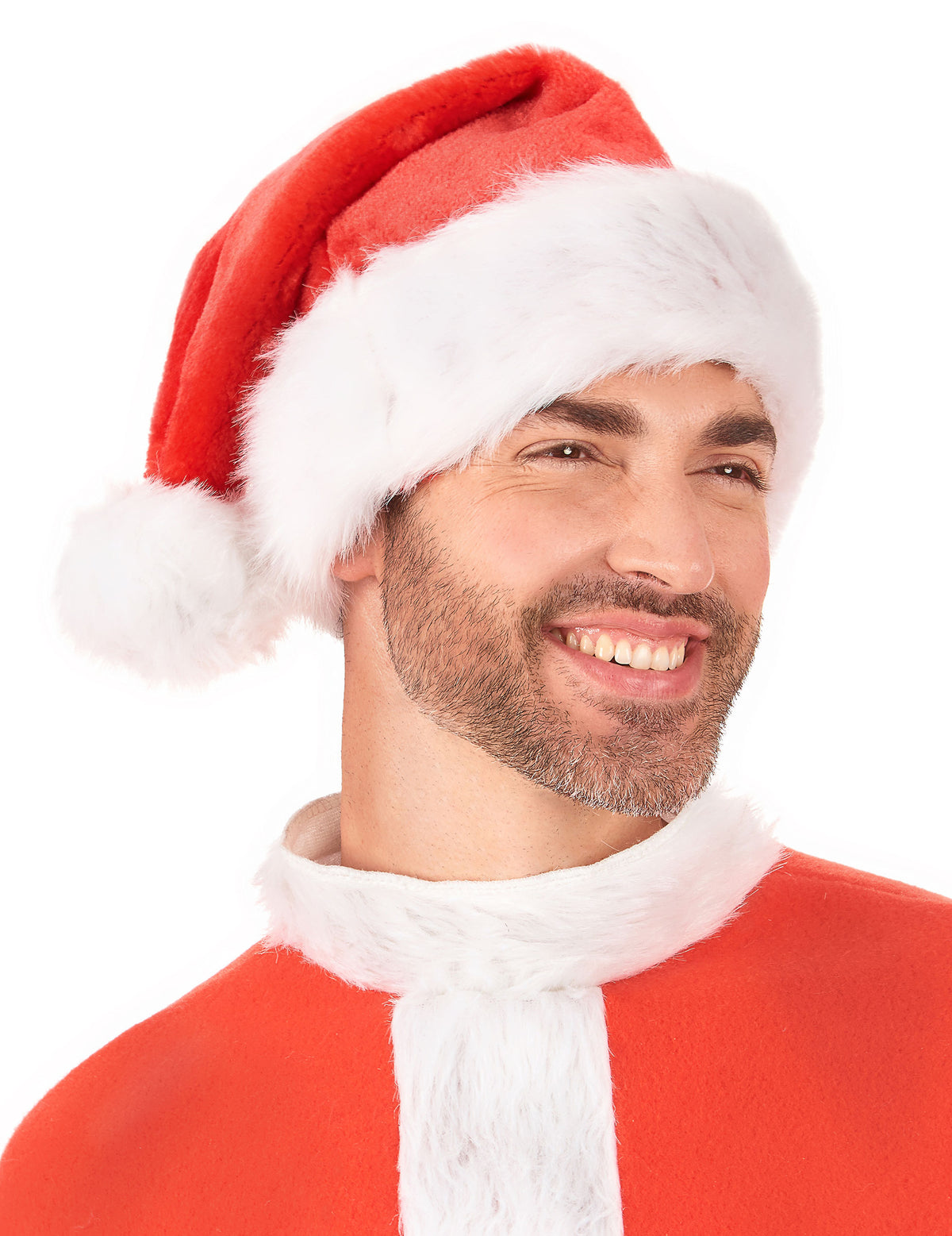 Gros plan du bonnet de Noël avec fausse fourrure blanche