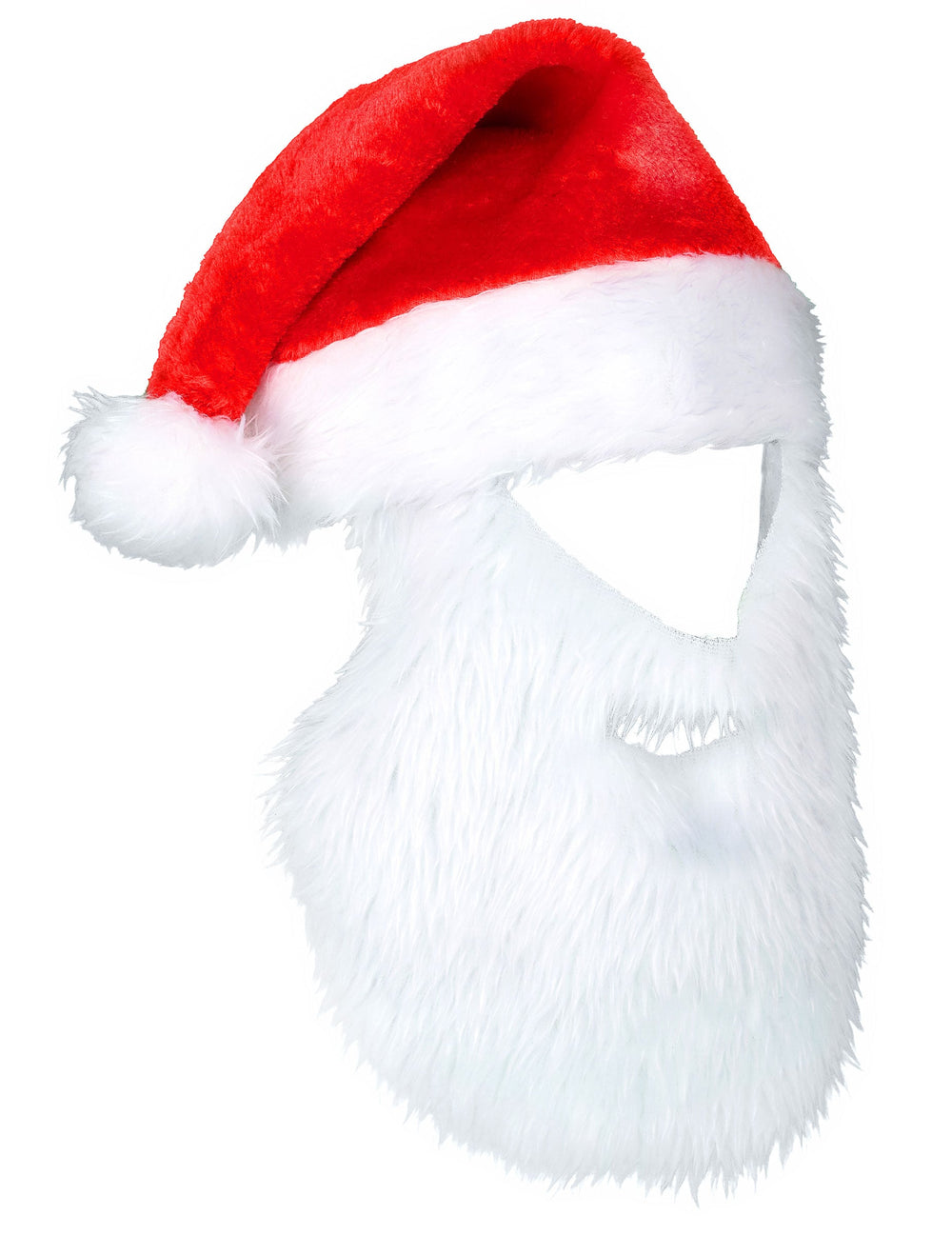 Vue de profil du bonnet avec barbe de Père Noël
