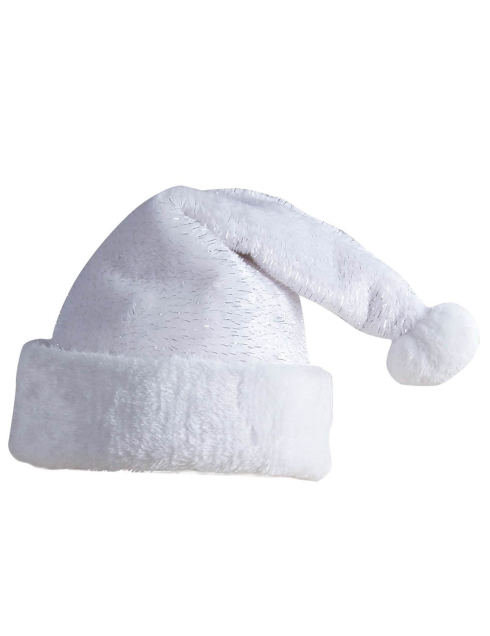 Gorro de pai natal para adulto branco com fios brilhantes