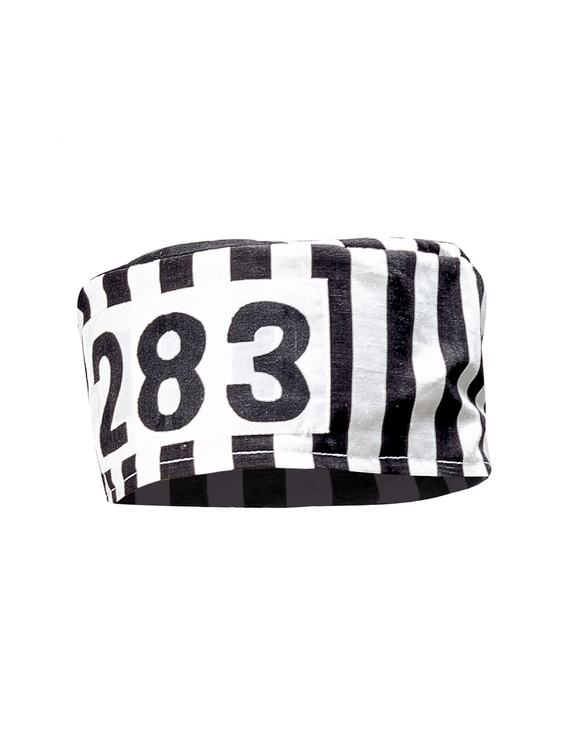 Détail du numéro et des rayures du bonnet de prisonnier