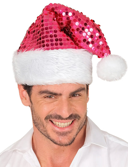 Vue de face du bonnet à sequins de Noël