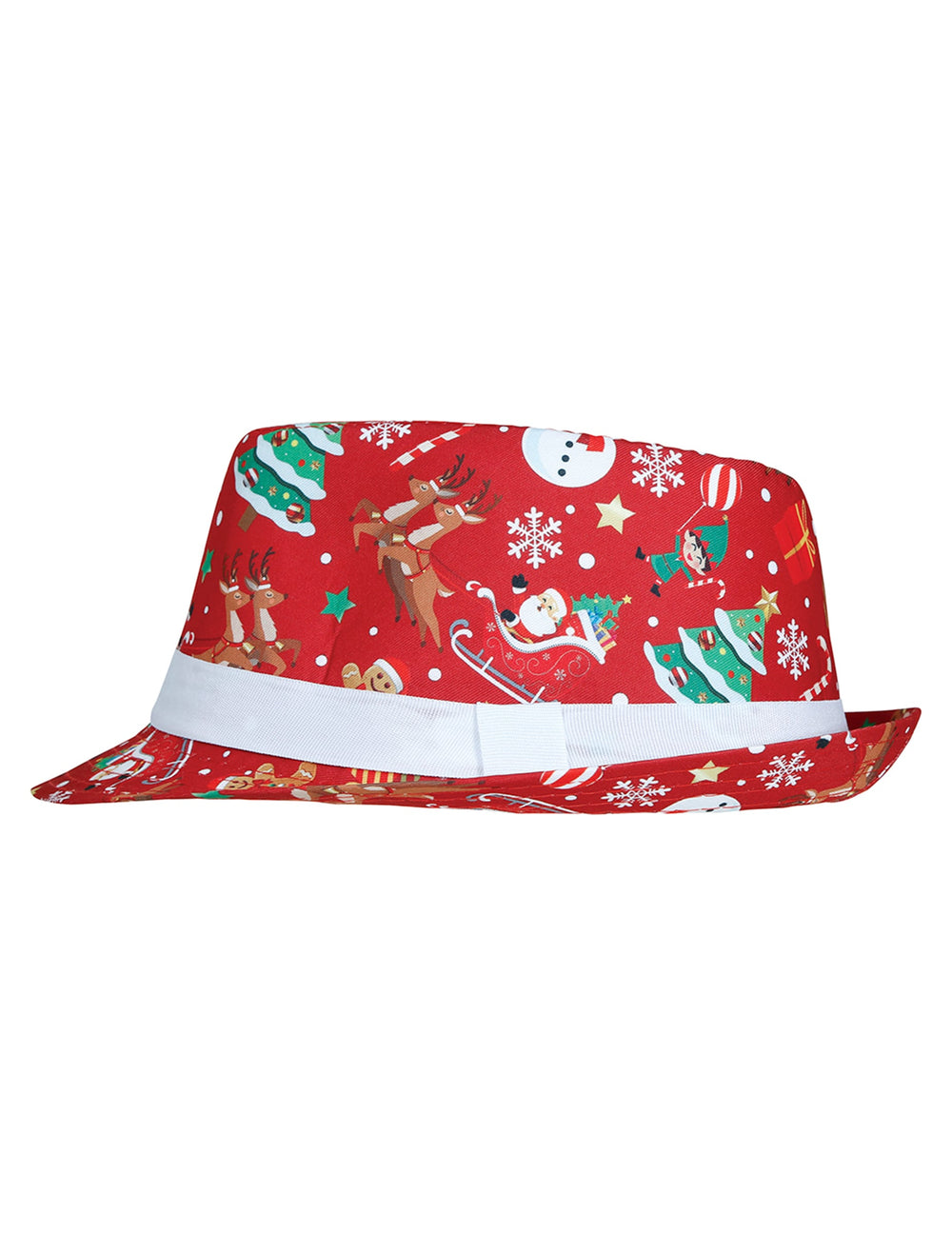Vue de profil du Borsalino à motifs de Noël